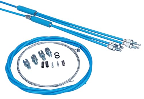 Upper & lower gyro cables w/ front cable for old school BMX - MEDIUM BLUE