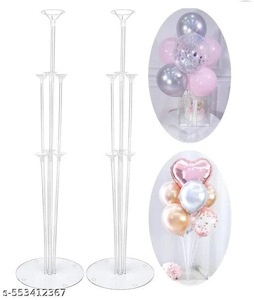 Image of ZERECORD LIFE BETTER 3pc Acrylic Balloon Stand with Suction cup- Balloon Holder with 7 Balloon Sticks, 7 Balloon Cups, 1 Balloon Base Holders for Birthday Wedding Anniversary Party Decorations.