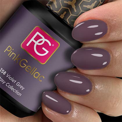 PINK GELLAC Shellac Gel Nagellack 3 x 15 ml für UV LED Lampe | 258 Violet Grey Lila Grau 15 ml + Base Coat Extend 15 ml… – Bild 3