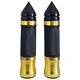 Sixty61 Black and Gold Comfort Gel Grips for Suzuki GSXR 600, 750, 1000, Aluminum, Hand Spiked Bar Ends 7/8, GSXR600, GSXR750, GSXR1000