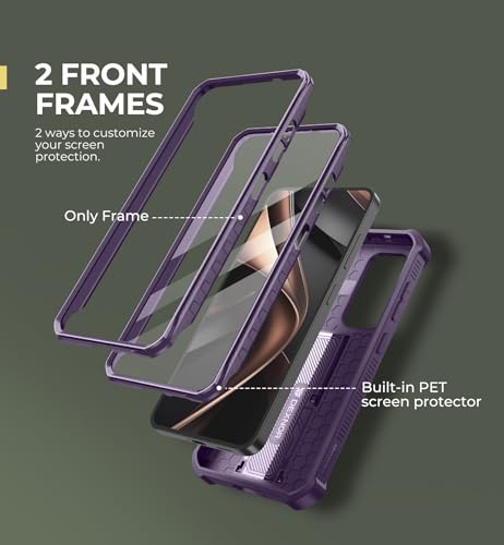 Image of Dexnor for Samsung Galaxy S25 Case with Built-in Slide Camera Cover& Screen Protector&Kickstand,Heavy-Duty Shockproof Rugged Case Full-Body Bumper Protective Cover for Galaxy S25(2025),Phantom Purple