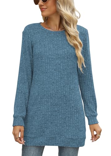 Image of Sweaters for Women Long Sleeve Crewneck Sweatshirt Loose Casual Tunic Tops
