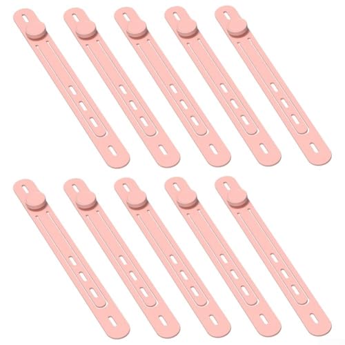 Juego de 10 bridas de silicona con diseño de hebilla para una fijación segura, correas elásticas reutilizables para gestionar cables de datos, cables de auriculares y otras necesidades de