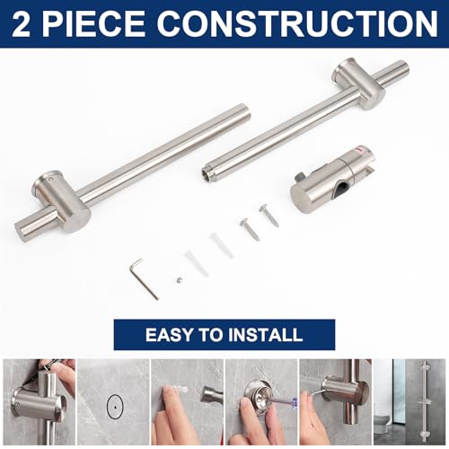 NearMoon Slide Bar with Height/Angle Adjustable Handheld Shower Holder, Bathroom SUS 304 Stainless Steel Head Holder for Bath (Screw Mounted, Brushed Nickel) by NearMoon - Image 6