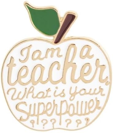 Teacher Lapel Pin Brooch 2.8cm Metal Badge - Teacher SuperPower - White