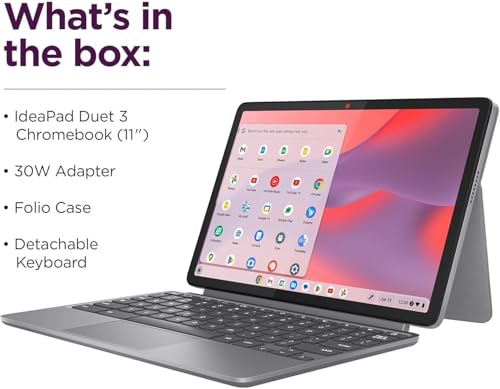 Image of Lenovo Chromebook Duet Gen 9 11 inch FHD+ 2-in-1 Tablet Touchscreen Laptop (8-Core MediaTek Kompanio 838, 4GB, 64GB eMMC + 64GB SD Card, Detachable Keyboard) 8MP Webcam, Students, Home, IST HUB, Chrome OS