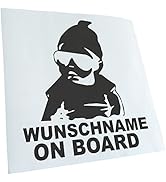 Kiwistar - Autoaufkleber - Wunschname on Board Baby - dunkelgrau - 24cm Höhe - Aufkleber für Auto...