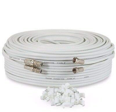 Twin Satellite Cable Extension Kit for Sky HD, Q, Freesat (10METRES, WHITE)