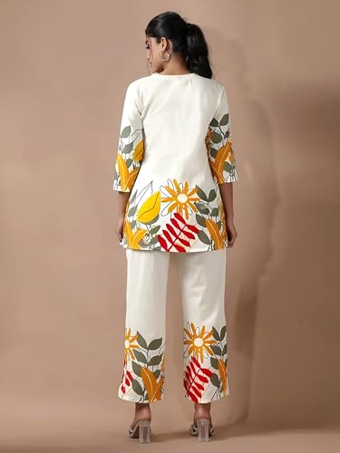 Image of Pinkmint Women's Pure Cotton Co Ord Set l Kurta Sets for Women |Kurta Sets| Printed Kurta with Pant l Stylish Pocket & 3 /4 Sleeve Women Co-ord Set (Avaiable in Plus size)
