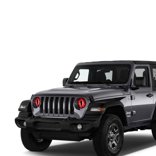 Image of 2PCS Beast Eyes Decals, 3D Stereo Eyes Headlight Stickers, Jeep Stickers Round Headlight Eye Decal,Funny Decals Body Window Bumper Decoration Compatible with Car Truck Jeep Wrangler(Red)