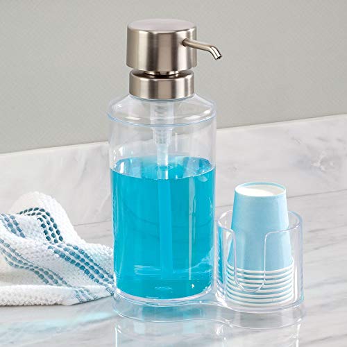 iDesign Clarity Mouthwash Dispenser Pump with Cup Holder Caddy, Clear by iDesign - Image 2