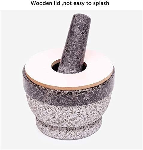 Set Heavy Duty Unpolished Granite Pestle Bowl and Mortar Large Stone Grinder