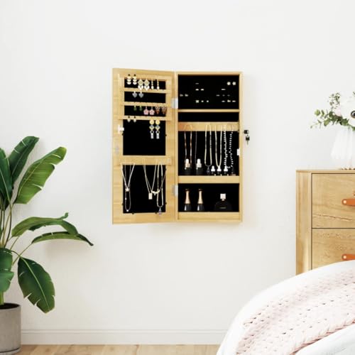 kithwjll Armario para joyas con espejo para colgar, material de madera, 30 x 8,5 x 67 cm, se puede cerrar con gancho, ideal para pasillo, dormitorio, baño, armario y estilo elegante