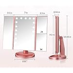 3 Folds Lighted Vanity Makeup Mirror,1X/2X/3X Magnification, 21 LED Light Bright Table Mirror with Touch Screen,180 Adjustable Rotation,Portable Travel Cosmetic Mirror - Image 3