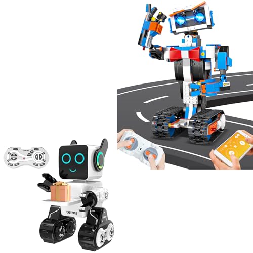 HBUDS Rechargeable RC Robot Toy for Kids,Stem Toys for Boys Age 8-12, APP & Remote Control Educational Coding Building Sets, Programmable Robot for Kids, Rechargeable Robotic Kit Gifts for Girls Boys