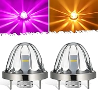 Amazon.com: Partsam 2 件式雙色琥珀色/藍色LED 玻璃鏡片西瓜燈
