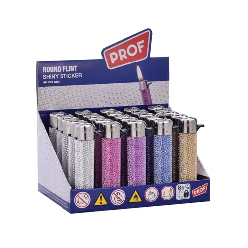 Pack de 25 Mecheros Redondos Recargables con Piedra...