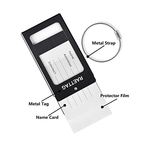 Image of Luggage Tags Metal Suitcase Tags Travel Bag ID Identifier Luggage Tag (Black 6-Pack)