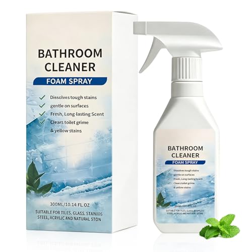 Scale Remover Bathroom Cleaner Foam Spray Powerful Stubborn Stains Bathroom Cleaner Foam Suitable for Tiles Glass Bathtub Porcelain(1PCS)
