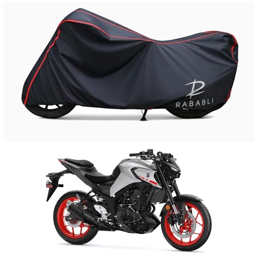 Image of Waterproof Bike Body Cover Compatible for | Yamaha MT-03 | Taffeta Fabric, Red Piping Design, Bottom Elastic Fit | Dustproof, Sun UV & Rain Protection for All Bikes