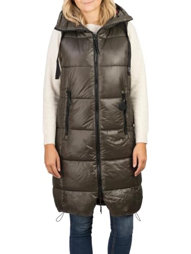 Gilet matelassé à capuche coupe droite haut de gamme long manteau sans manches femme vert noir