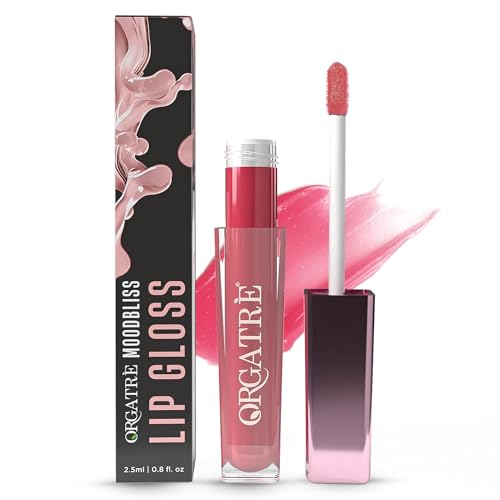 Image of Orgatre Moodbliss Lip Gloss | Instant Shine & Glossy Finish | Hydrating Lip Gloss for Girls & Women | Perfect for Everyday & Party Look | 2.5ml (Red Tones, 2.5 ML)