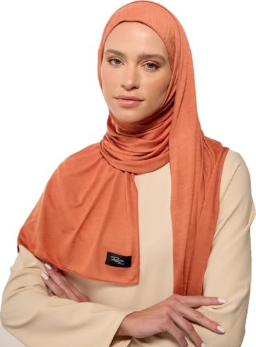 Signature Jersey Hijab Shawl-Burnt Rust, Crafted from 100% Natural Viscose, Soft Breathable & Skin Safe