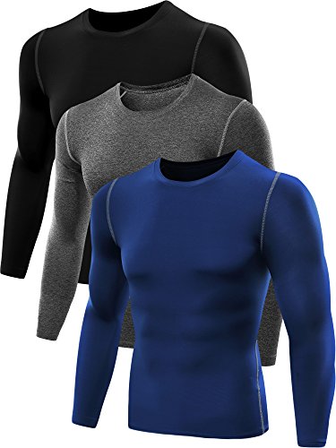 image for Neleus Men's 3 Pack Athletic Compression Sport Running T Shirt Long Sl