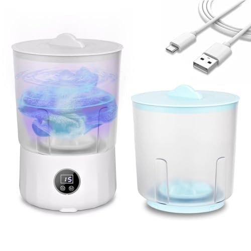 Mini Underwear Washing Machine - 2L Small Clothes Portable Washer Rechargeable Cordless Laundry with 3 Modes for Bra,Underwear,Socks & Travel,Apartment,Dorm,RV,Hotel Use