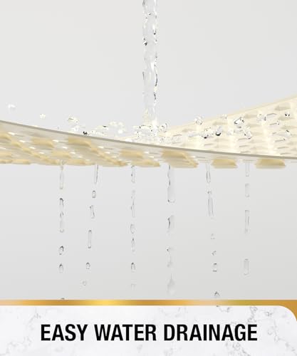 Image of HITSLAM Shower Mat Anti Slip, Square Bath Mat for Tub Non Slip with Suction Cups and Drain Holes, 21x21 Inch Bathroom Shower Stall Floor Mat, Machine Washable, Soft on Feet, Sand