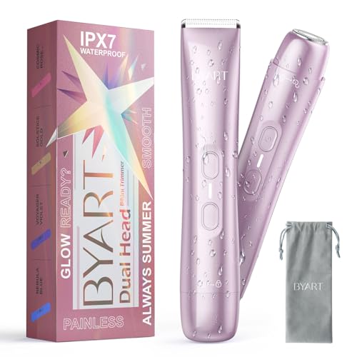 Image of BYART 2-in-1 Dual Head Bikini Trimmer for Women, Body Hair Trimmer, Gifts | IPX7 Waterproof, Rechargeable, Ceramic Blade, Wet /Dry Body Hair Trimmer and Face Shaver for Sensitive Skin