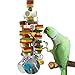 GILYGI Large Parrot Toy, Multicolored Natural Wooden Strings and Stainless Steel Cups Bird Chewing Toys for Medium and Large Parrot Macaws African Grey Cockatoos Eclectus