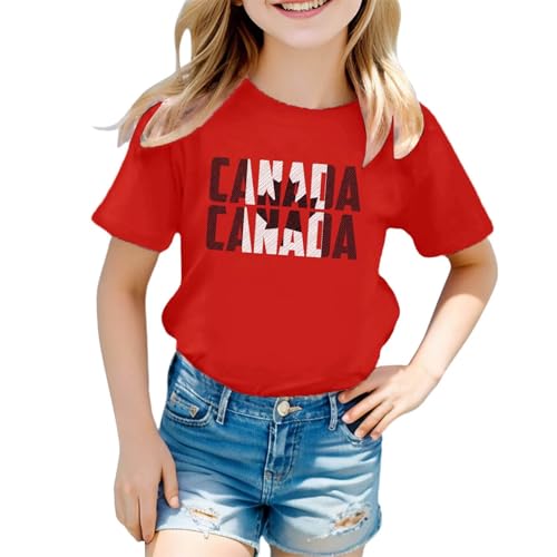Kids Canada Day Flag Shirt Patriotic Maple T-Shirts for Girls Boys Short Sleeve Crewneck Cotton Graphic Tees Tops