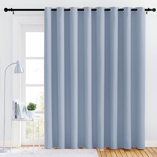 NICETOWN Bedroom Blackout Curtain Panel - (120 inches by 102 inch, Vintage Blue 1 PC) Energy Saving Thermal Insulated Grommet Blackout Drapery for Patio, Room Divider Curtain