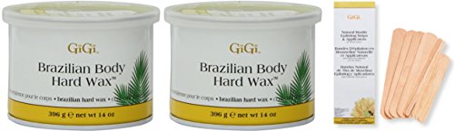 GiGi (2-PACK) Hard Body Wax for BRAZILIAN & Sensitive Areas and BONUS FREE Muslin and Spatula Combo Kit Included