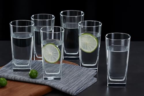 Image of 6-Piece Water & Juice Glass Set - 285 ml Clear Glass Tumblers for Water, Juice, Cold Drinks - Elegant & Durable Drinking Glassware for Home, Party, Kitchen & Everyday Use M