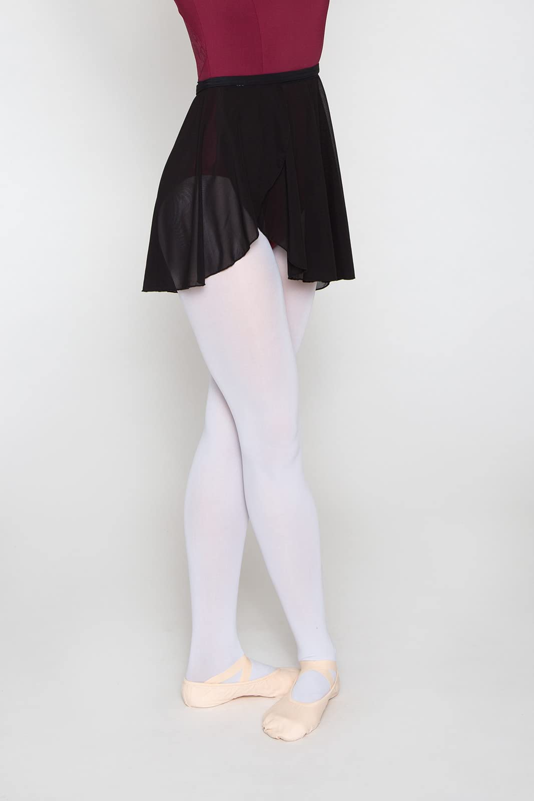 tanzmuster Ballett Wickelrock Damen - Karlotta - feiner, elastischer Netzstoff - Wickelband aus Lycra - schwarzer Ballettrock - Ballettkleidung für Erwachsene