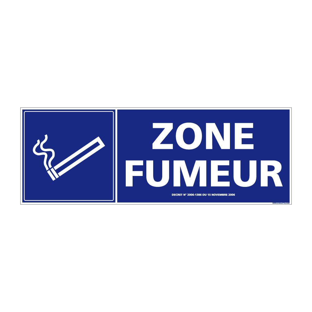 Signalétique.biz France - Panneau Information "ZONE FUMEUR". Signalisation Information. Panneau horizontal. Autocollant, PVC ou Alu au choixx - 980 x 350 mm - Aluminium 2 mm