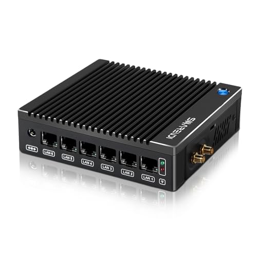 Sharevdi Fanless Firewall Mini PC Intel N3710 4C/4T 6X Intel i226 LAN, Network Gateway Soft Router, Test with PF Sense/OPN Sense AES NI HD/Type C/SIM/TF/Wi Fi (8G RAM 240G SSD)
