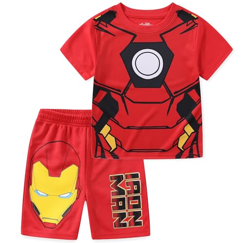 Marvel Spider-Man Miles Morales Avengers Boys 2 Piece T-Shirt and Active Mesh Shorts Set for Toddler and Big Kids