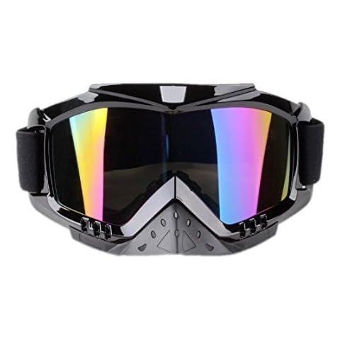 Adult Motorcycle Goggles, Dirt Bike Goggles Grip For Helmet, Anti UV Windproof Dustproof Anti Fog Glasses for ATV Off Road Racing Safety Headwear Screen Filter - Multi-colored Cover