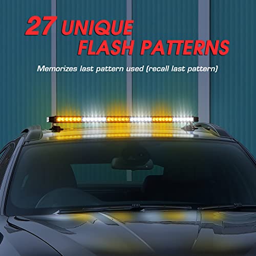 Image of LINKITOM LED Strobe Light Bar -Aluminum Double Side Flashing 37.5'' 78 LED High Intensity Emergency Warning Lightbar w /Magnetic Base for Safety Construction Plow Truck Vehicles