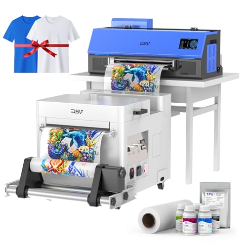 dsv a3 plus xp600 dtf printerdoubled printing speed compared to l180045 led multi-function touch screenbuilt-in white circulation and automatic cleaning c13-printerpowder shakerampdryer blue