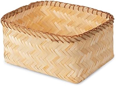 Compactor- braided storage baskets, bamboo, Brown, Large, 30 x 23 x 15 cm, 1 piece