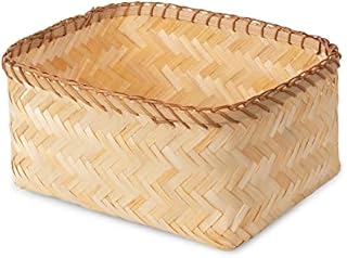 Compactor- braided storage baskets, bamboo, Brown, Large, 30 x 23 x 15 cm, 1 piece