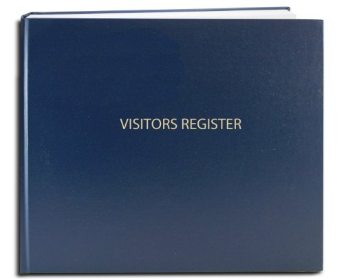 BookFactory Visitor Log Book Visitor Register Visitors Sign-in Book - 120 Pages, 8 7/8'' x 7'' - Blue Cover, Section Sewn Hardbound (Made in USA)
