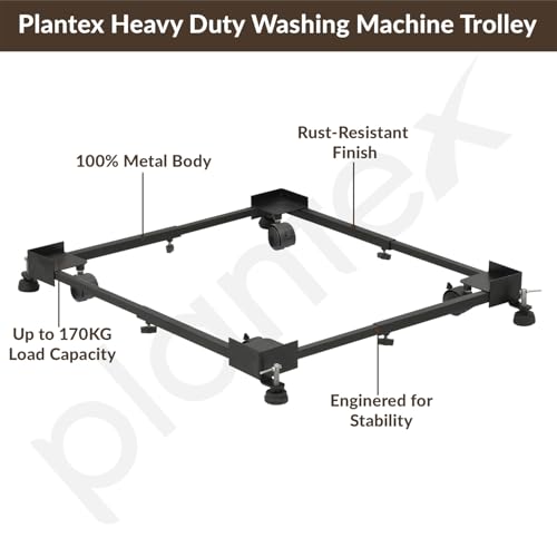 Image of Plantex Adjustable Washing Machine Stand /Fridge Trolley with Wheels /Stand for Fridge, Air Cooler, Dishwasher /Anti-Vibration Heavy Duty 170 kg Load Capacity - Black