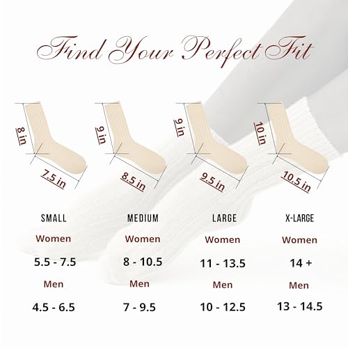 Image of 92% Merino Wool Socks Crew Cozy Heavyweight Home Travel Outdoor Super- Soft Socks, 100% Made in Mongolia