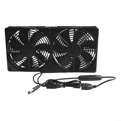 Ventilador de refrigeración USB de 5 V con control de velocidad para computadoras de escritorio y routers de alto volumen de aire y reducción de ruido (ventilador dual)