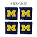 YouTheFan Officially-Licensed NCAA Michigan Wolverines Set of 4 Cornhole Bags - All Weather Regulation 6” x 6” Size - 16oz Weight - Designed in USA